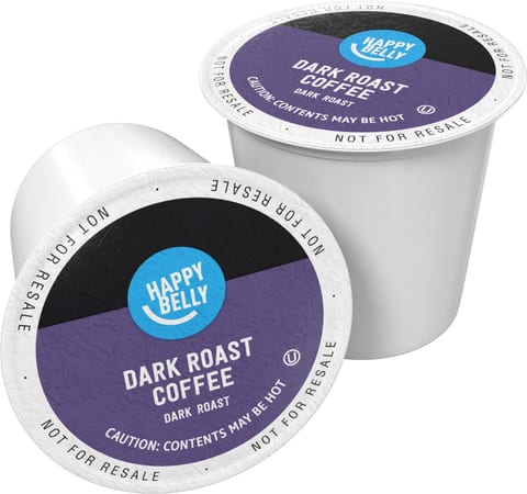 Amazon Brand - Happy Belly Dark Roast Coffee Pods, Compatible with