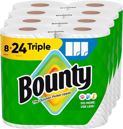 Bounty Select-A-Size Paper Towels, White, 8 Triple Rolls = 24 Regular