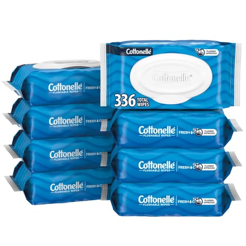 Cottonelle Fresh Feel Flushable Wet Wipes, Adult Wet Wipes, 8