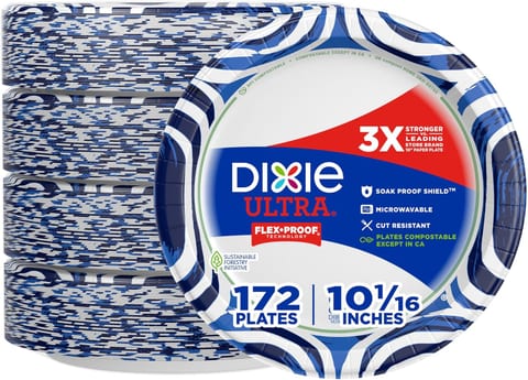 Dixie Ultra, Large Paper Plates, 10 Inch, 172 Count (4 packs of 43