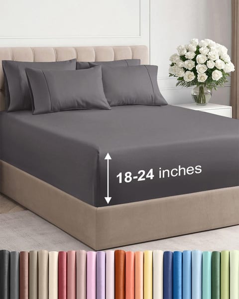 Extra Deep Queen Sheet Set - 6 Piece Breathable and Cooling Sheets