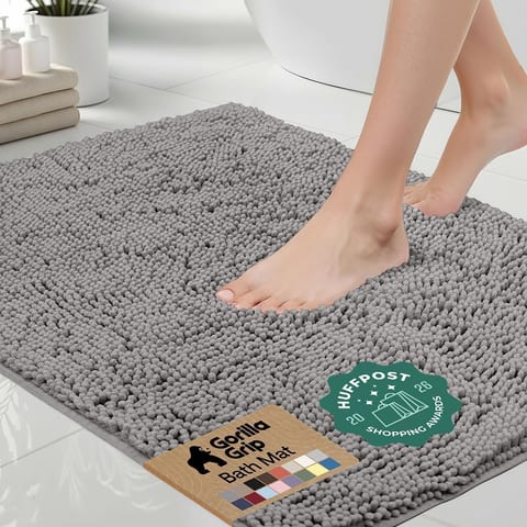 GORILLA GRIP Bath Rug Mat for Bathroom, Absorbent Chenille, 24x17