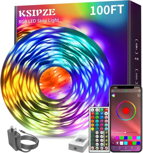 KSIPZE 100ft Led Strip Lights RGB Music Sync Color Changing Led