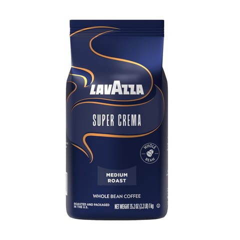 Lavazza Super Crema Whole Bean Coffee, Medium Espresso Roast, Arabica