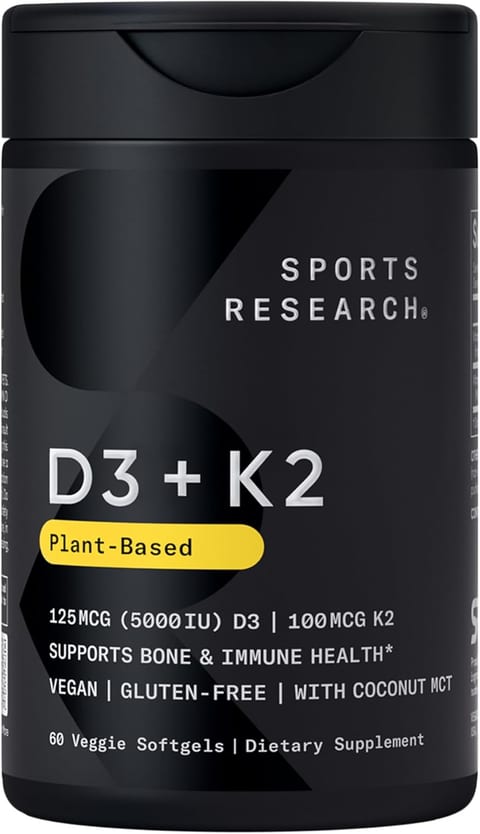 Sports Research® Vitamin D3 + K2 w/ Coconut Oil - Vegan Vitamin D