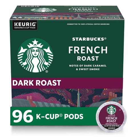 Starbucks K-Cup Coffee Pods, Dark Roast Hot or Iced Coffee, French