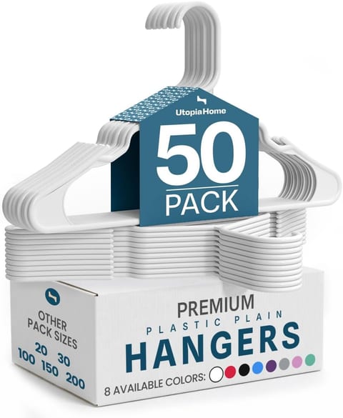 Utopia Home Plastic Hangers 50 Pack – Space Saving Clothes Hanger