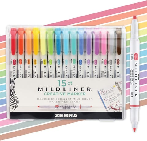 Zebra Pen MILDLINER No Bleed Highlighter, Assorted Colors, Dual Tip